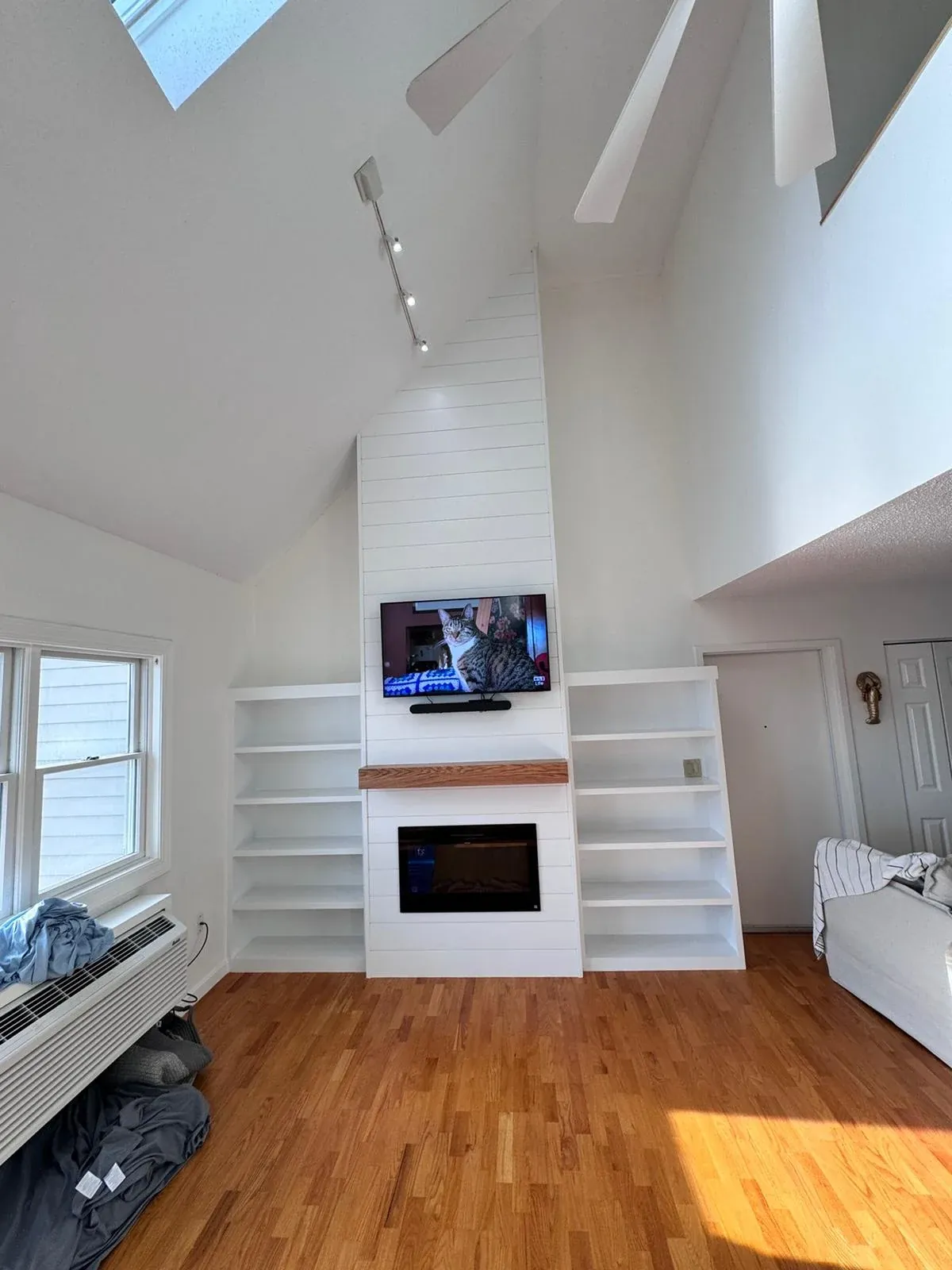 Fireplace wall before built-ins — Water St, Beverly MA