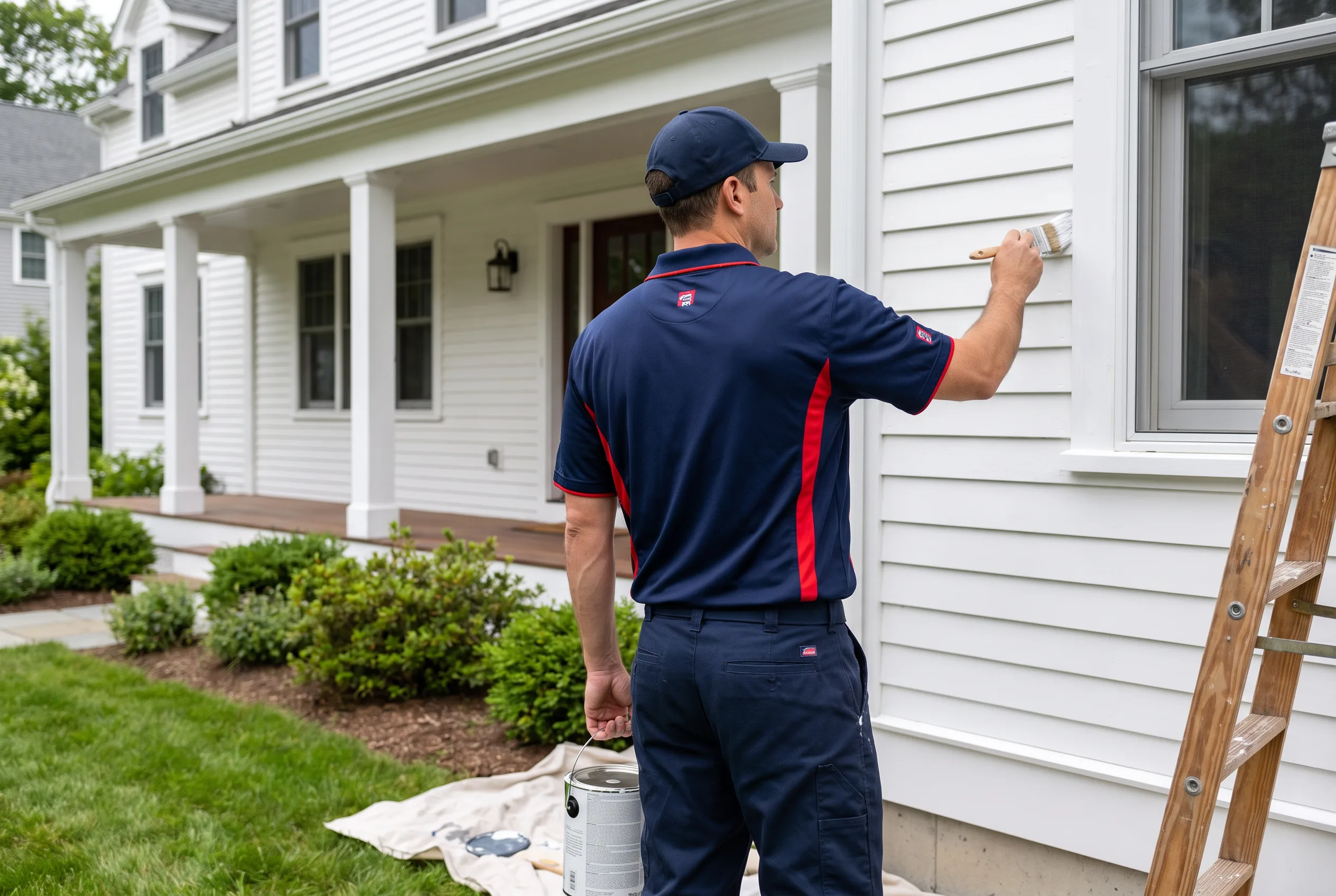House painters in Salem, MA - Premium Pro Contractors crew painting a home
