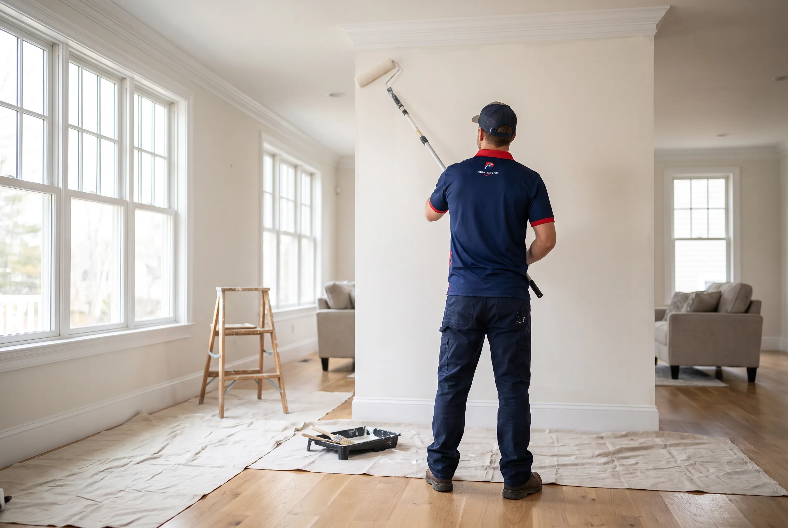 Painting company in Peabody, MA - Premium Pro Contractors painting a wall