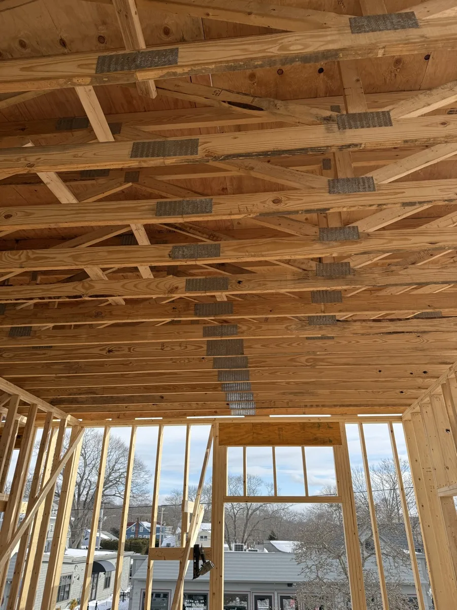 Wood framing construction — residential addition, North Shore MA